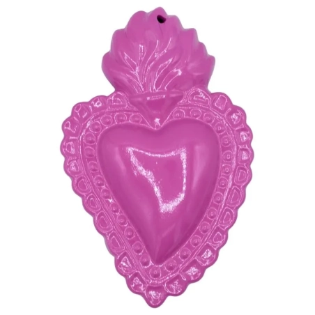 Cuore sacro fucsia in ceramica 15 o 20 cm