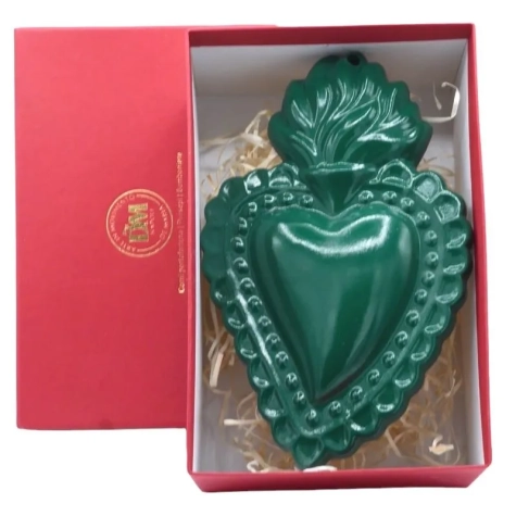 Cuore sacro verde petrolio in ceramica 15 o 20 cm 2