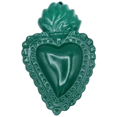 Cuore sacro verde petrolio in ceramica 15 o 20 cm