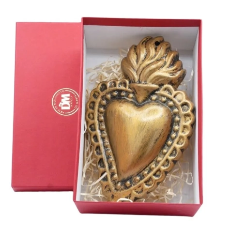 Cuore sacro oro metalizzato in ceramica 15 o 20 cm 2