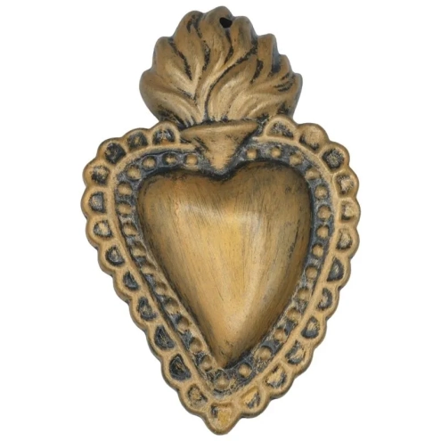 Cuore sacro oro metalizzato in ceramica 15 o 20 cm