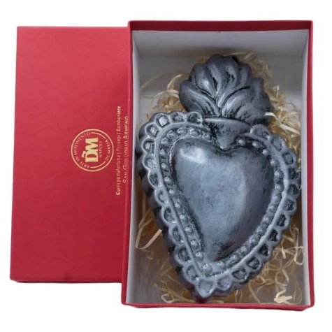 Cuore sacro argento metalizzato in ceramica 15 o 20 cm 2