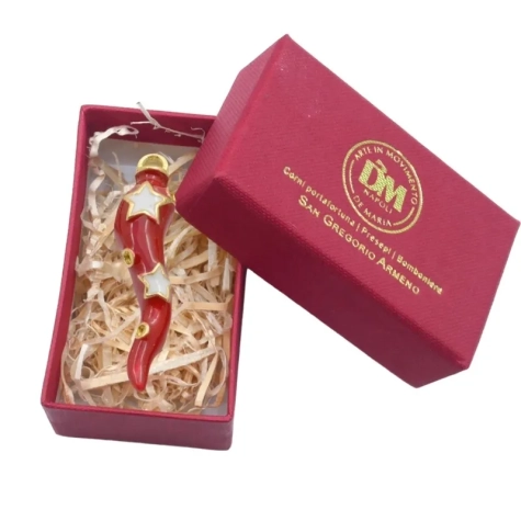 Ciondolo con corno speciale rosso in metallo 2 cm 2