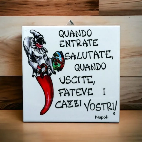 Appendino in ceramica con frase scaramantica 10 cm