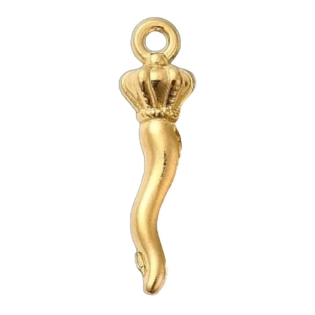 Gioiello Ciondolo con corno oro in metallo 2-3 cm in scatola regalo