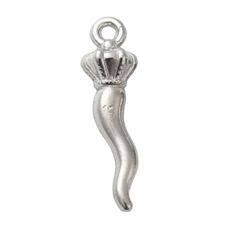 Gioiello Ciondolo con corno argento in metallo 2-3 cm in scatola regalo 2