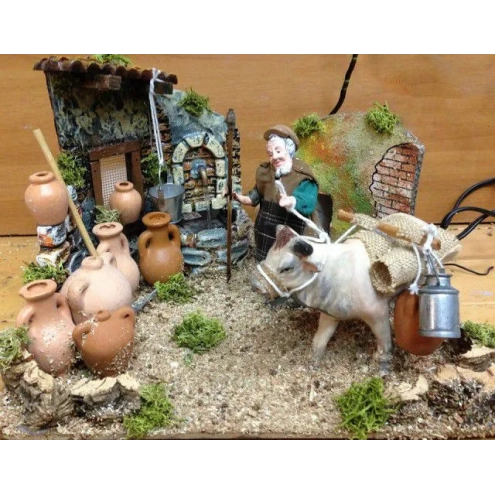 pastori movibili, pastore in movimento uomo alla fontana