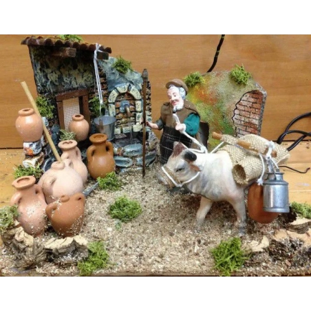 pastori movibili, pastore in movimento uomo alla fontana