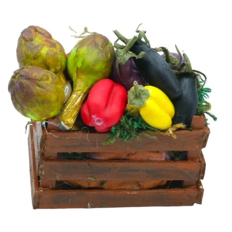 Cassetta con misto di verdure in cera per pastori da 25 a 35 cm
