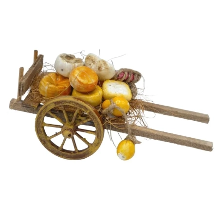 Carretto con Salumi e formaggi in cera per pastori da 7 a 12 cm