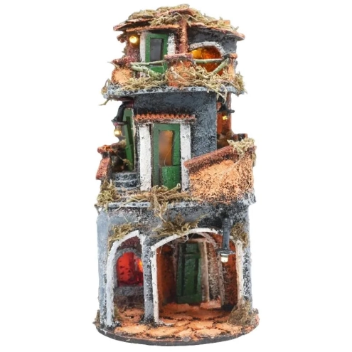 Presepe napoletano con luci e forno 30 cm