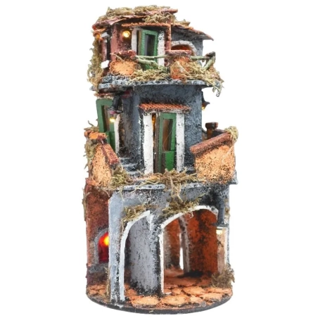 Presepe napoletano con luci e forno 30 cm