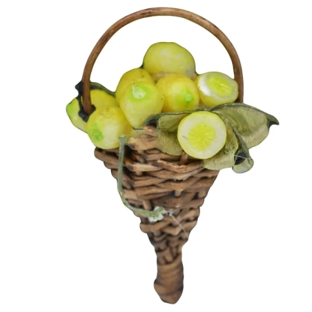 Cesto conico con limoni in cera per pastori da 25 a 40 cm