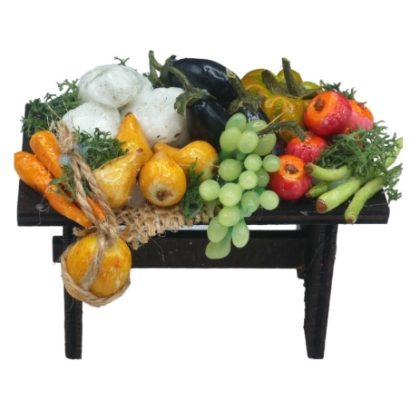 Tavolo in cera con frutta per presepe  | DeMaria presepi