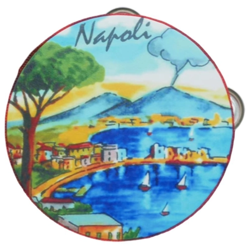 Tamburelli artigianale con stampa di Napoli  13 cm | Tamburelli napoletani
