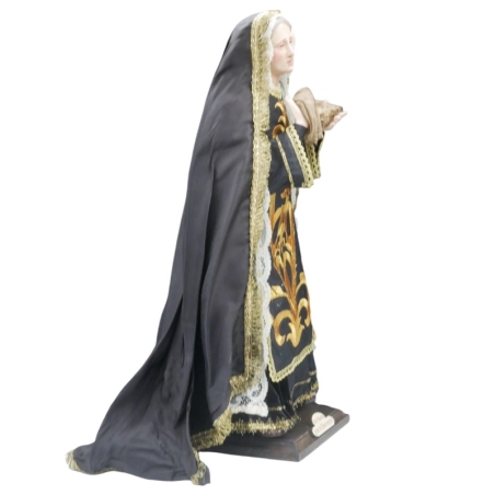 Madonna Addolorata statuina con vestiti in stoffa 35 cm | Pastore per presepe