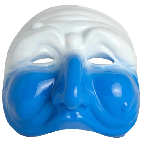 Maschera di Pulcinella bianco azzurra 15 cm