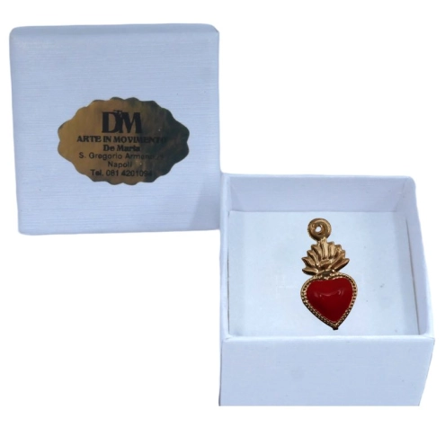 Ciondolo cuore sacro portafortuna 1 cm | Portafortuna da regalare | corno rosso