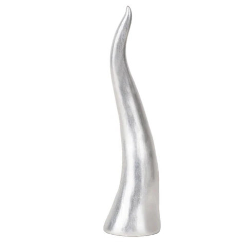 Corno argento in ceramica da tavolo 25 cm
