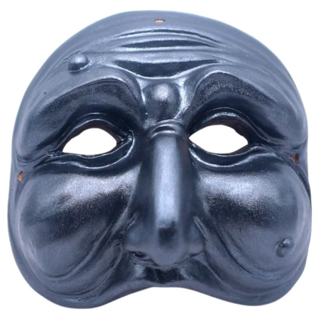 Maschera di Pulcinella nero metalizzato 15 cm