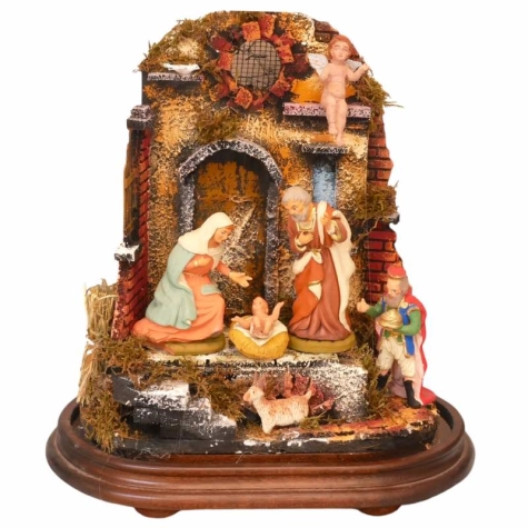 Campana ovale da 35x25 cm con natività 12 cm 2