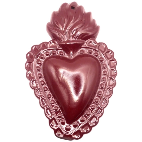 Cuore sacro amaranto in ceramica 15 o 20 cm