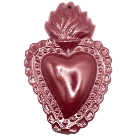 Cuore sacro amaranto in ceramica 15 o 20 cm