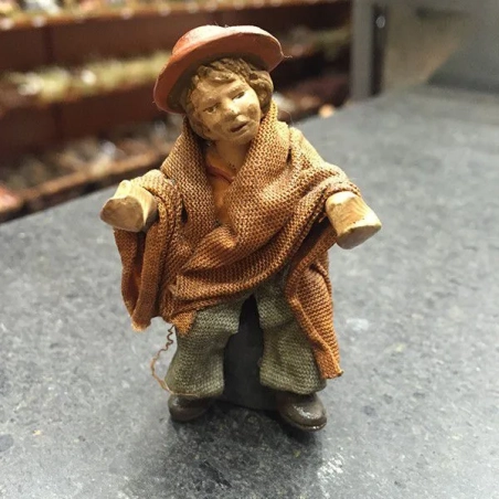 Pastore presepe Uomo seduto vestito in stoffa | Pastori napoletani