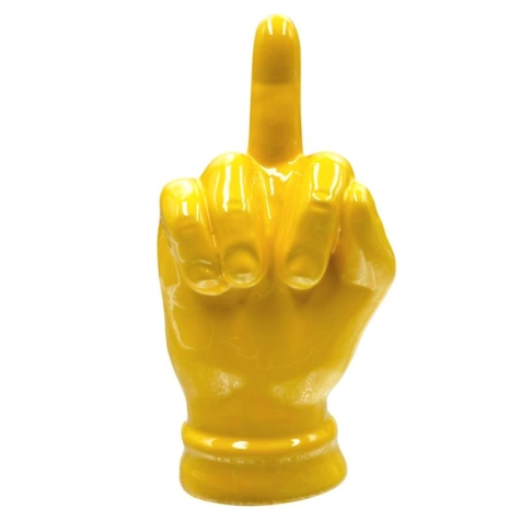 Mano dito medio giallo in ceramica 12 cm