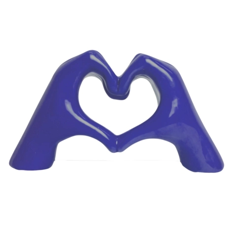 Mano Cuore blu in ceramica 14 cm