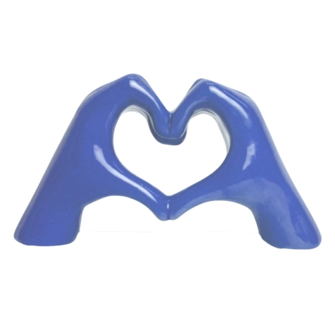 Mano Cuore viola in ceramica 14 cm