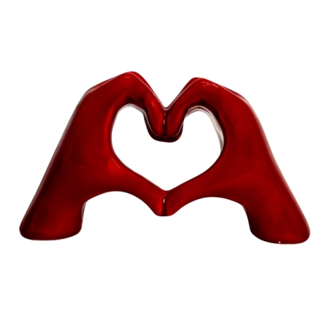 Mano Cuore amaranto in ceramica 14 cm
