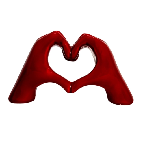 Mano Cuore amaranto in ceramica 14 cm