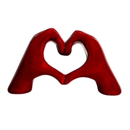 Mano Cuore amaranto in ceramica 14 cm