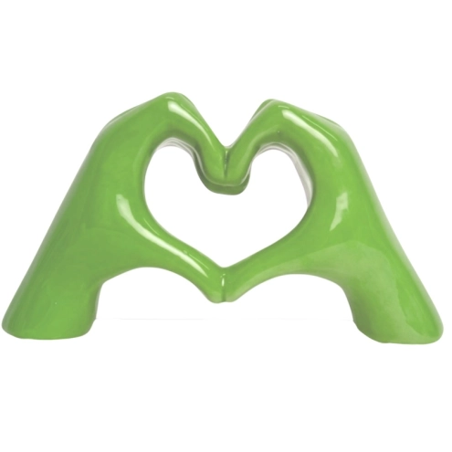 Mano Cuore verde acido in ceramica 21 cm
