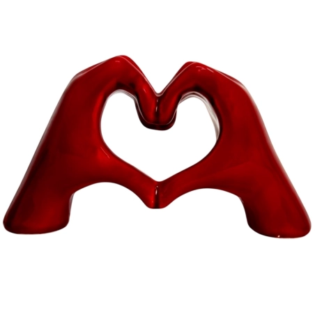 Mano Cuore amaranto in ceramica 21 cm