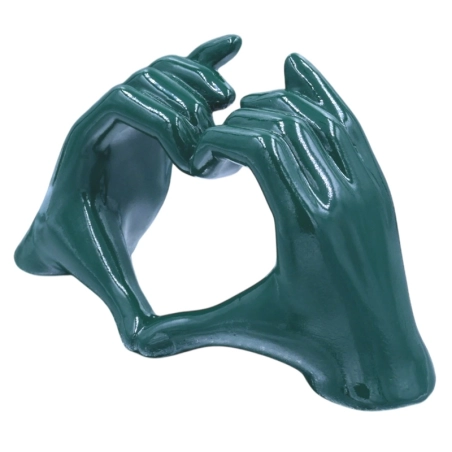 Mano Cuore verde petrolio in ceramica 14 cm