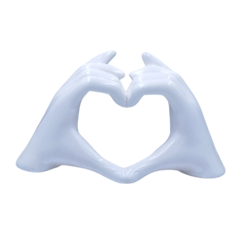 Mano Cuore bianca in ceramica 14 cm