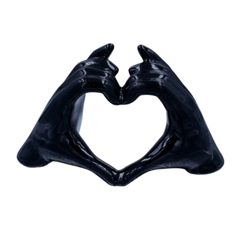 Mano Cuore nera in ceramica 14 cm