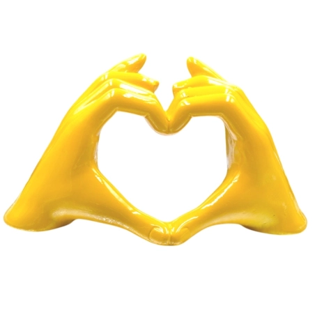 Mano Cuore gialla in ceramica 21 cm