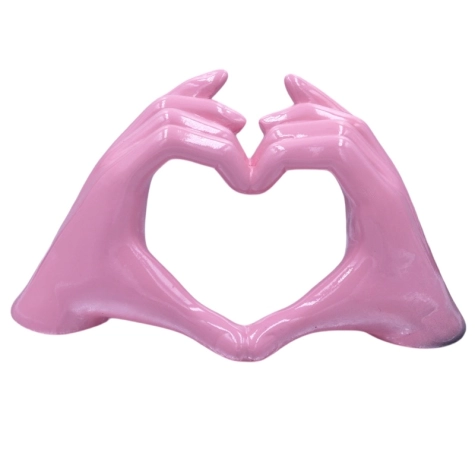 Mano Cuore rosa in ceramica 21 cm