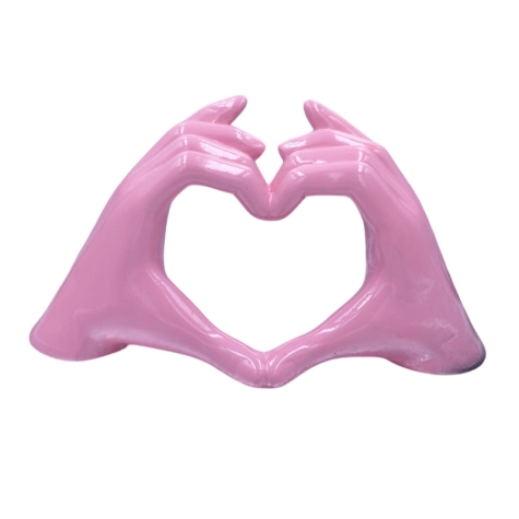 Mano Cuore rosa in ceramica 14 cm