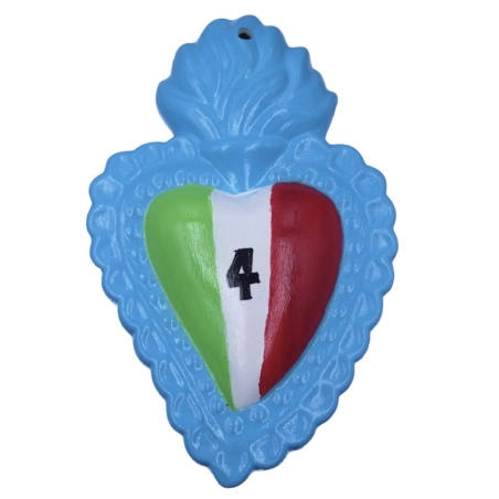 Cuore sacro Napoli 4 Scudetto in ceramica 15 o 20 cm