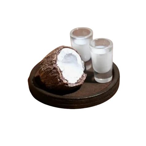 Set con Cocco e 2 bicchieri con succo di cocco