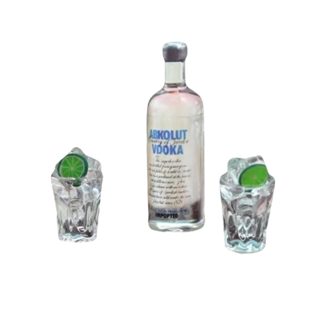 Set bottiglia di Vodka e 2 drink per pastori da 7 a 12 cm