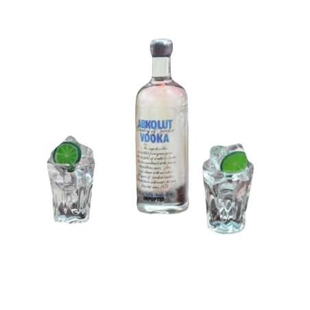 Set bottiglia di Vodka e 2 drink per pastori da 7 a 12 cm