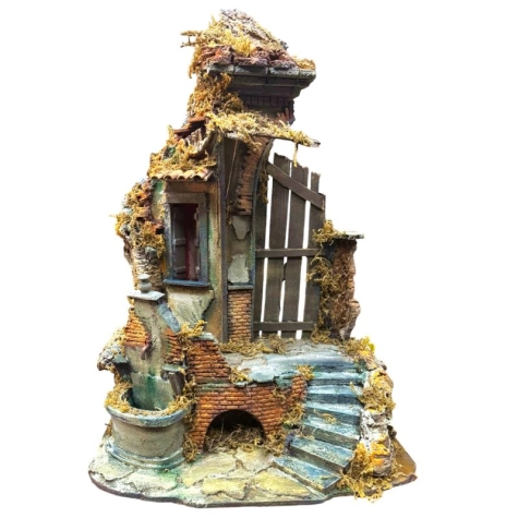 Tempio presepe per pastori da 25 a 60 cm completo di fontana