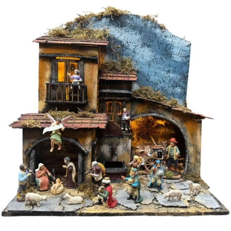 Presepe completo di pastori,ccastagnaro e fontana 45 cm | Presepi