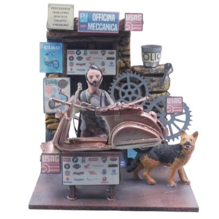 Officina meccanica in movimento | Pastore per presepe - Arte in movimento De Maria