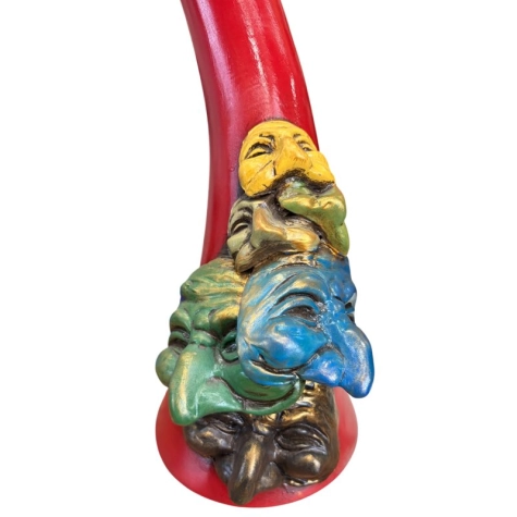 Mascherine di pulcinella su corno portafortuna 50 cm | corno ceramica portafortuna 2